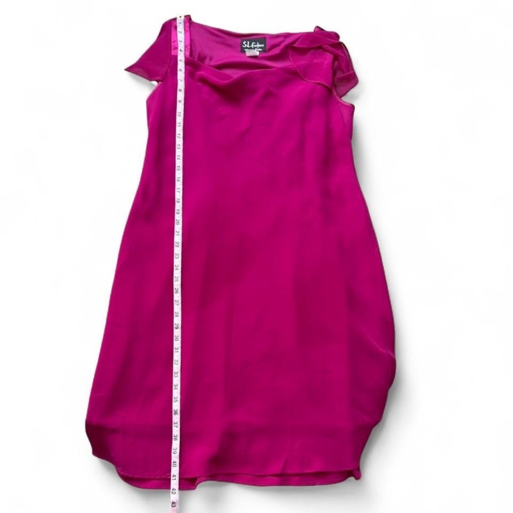 Vintage 2005 SL Fashions Fuschia Chiffon Midi Dress, Women's Size 18WP‎ - Picture 11 of 11